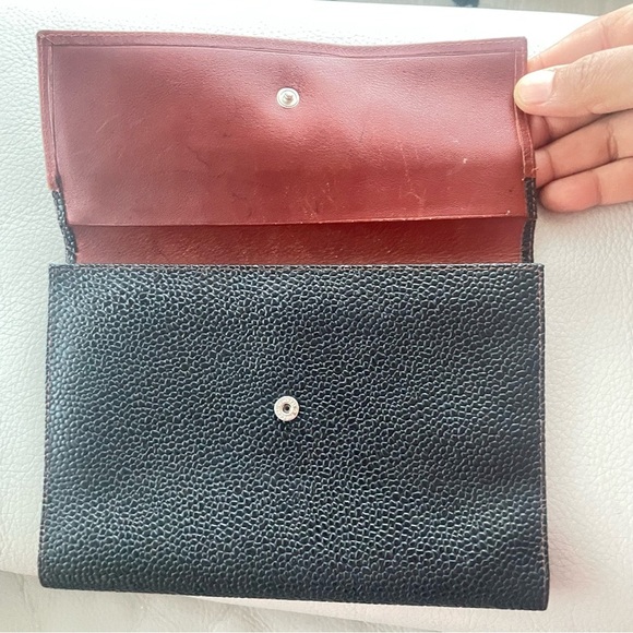 Oleg Cassini Black Cognac Pebbled Leather Trifold Wallet Women Men Fiocchi Italy - Picture 5 of 16